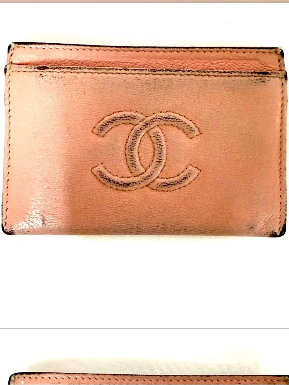 CHANEL Rose Leather CC Logo Card Case PROJECT PIECE